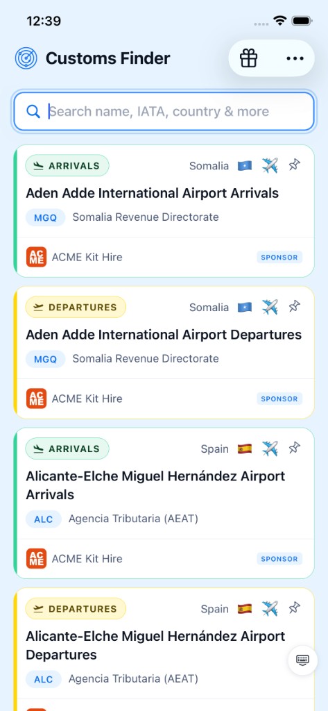 Sponsor branding on search results in the app